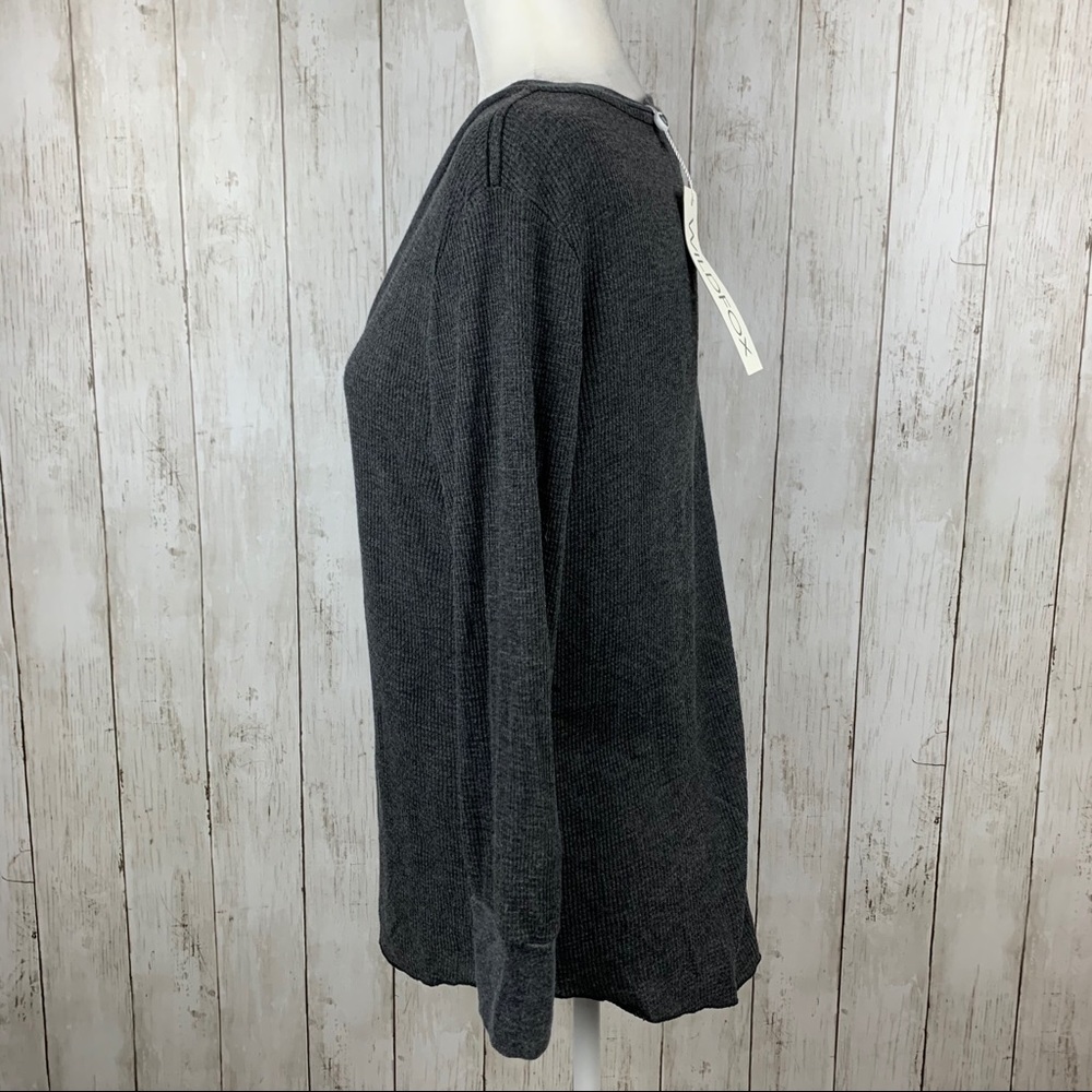 🔥WILDFOX🔥Leroy V-Neck Thermal Knit Top Charcoal Gray Small NWT - Picture 4 of 8